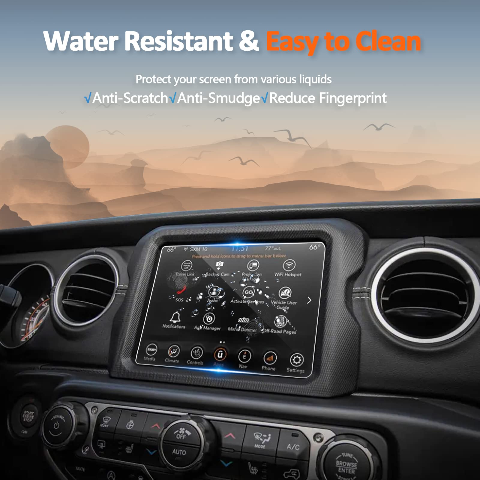 Cdefg Tempered Glass Screen Protector For (2020 2023) Jeep Gladiator / (2018 2023) Jeep Wrangler 8.4' Touch Screen, Navigation Radio Infotainment Display Glass Protective Screen Film (8.4 Inch)